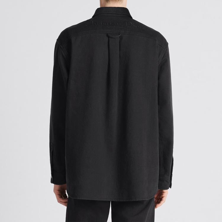 DIOR FW23  Black Solid Color Double-Sided Denim Long-Sleeve Shirt. 343D583AY530-C989 圖 7
