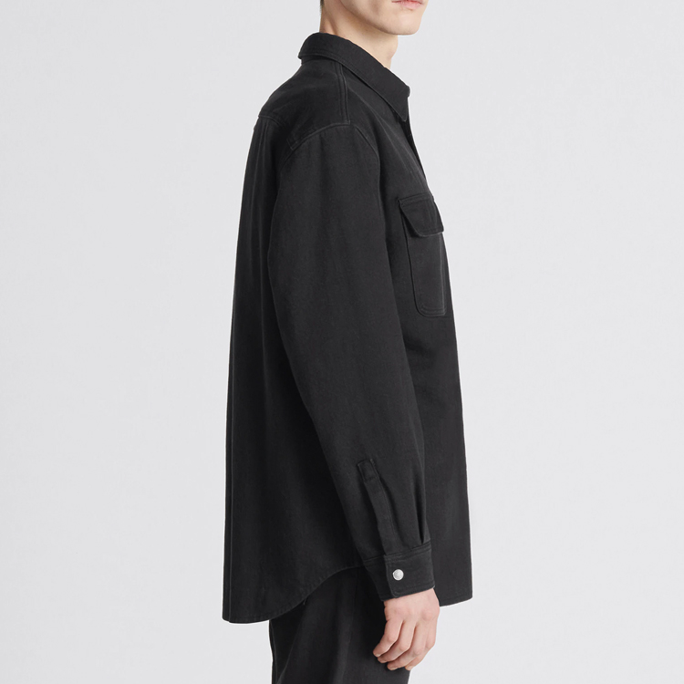 DIOR FW23  Black Solid Color Double-Sided Denim Long-Sleeve Shirt. 343D583AY530-C989 圖 8