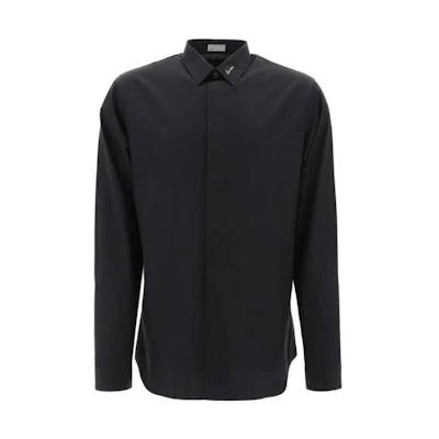 DIOR FW23 Black Solid Single-Breasted Long-Sleeve Casual Shirt. 463C541W6680-970