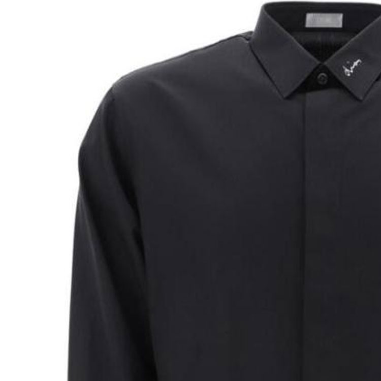 DIOR FW23  Black Solid Single-Breasted Long-Sleeve Casual Shirt. 463C541W6680-970 圖 5