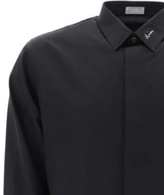 DIOR FW23 黑色單排扣長袖休閒襯衫 463C541W6680-970 Purchase DIOR FW23 黑色單排扣長袖休閒襯衫 463C541W6680-970