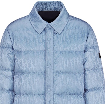 DIOR FW23 Blue Jacquard Print Down Jacket with Collar and Button Closure 293C436A4462-C579 Details for DIOR FW23 Blue Jacquard Print Down Jacket with Collar and Button Closure 293C436A4462-C579