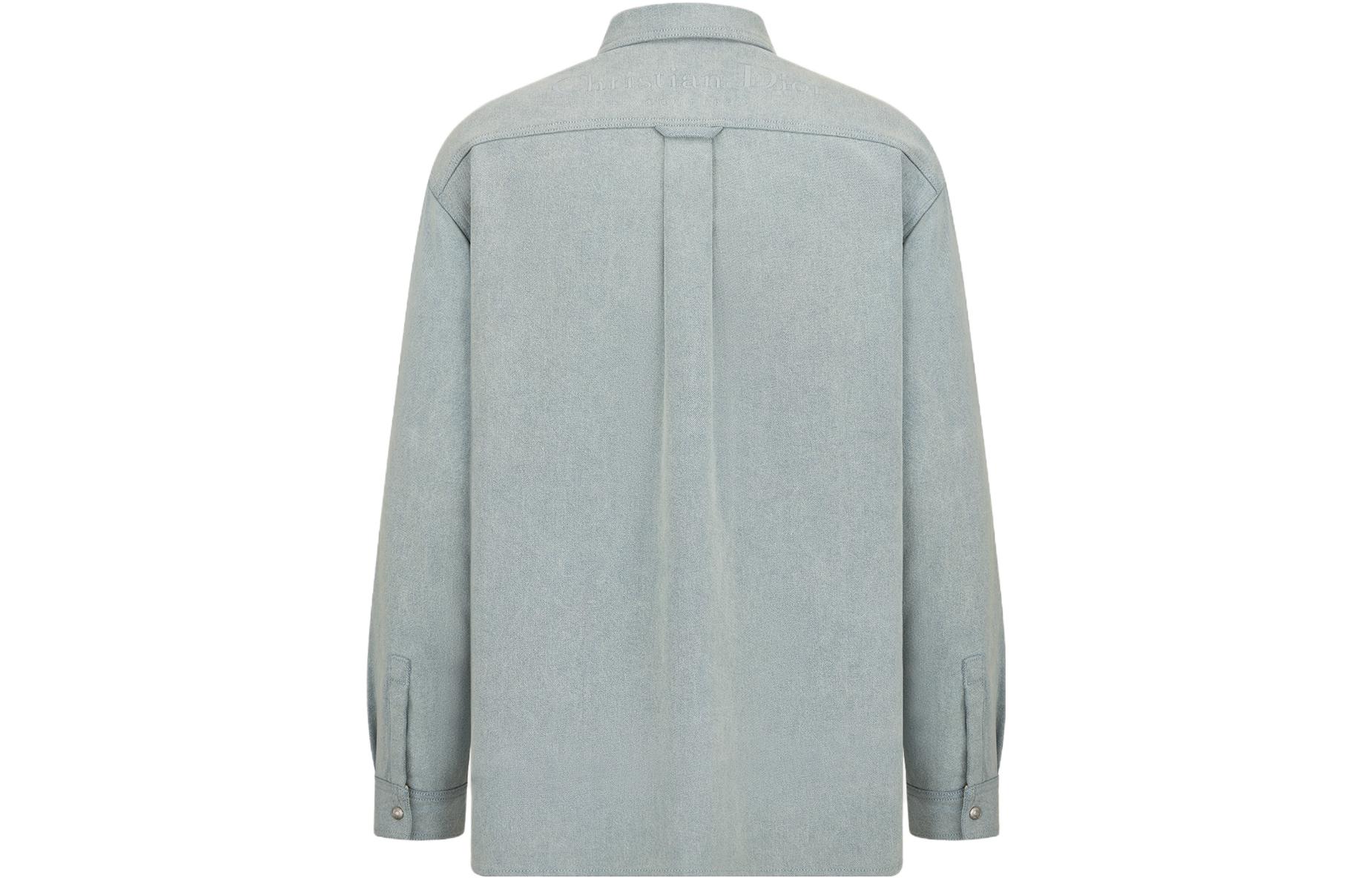DIOR FW23  Blue Reversible Embroidered Logo Long Sleeve Shirt. 343D583AY539-C581 圖 3