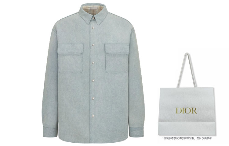DIOR FW23  Blue Reversible Embroidered Logo Long Sleeve Shirt. 343D583AY539-C581 圖 6