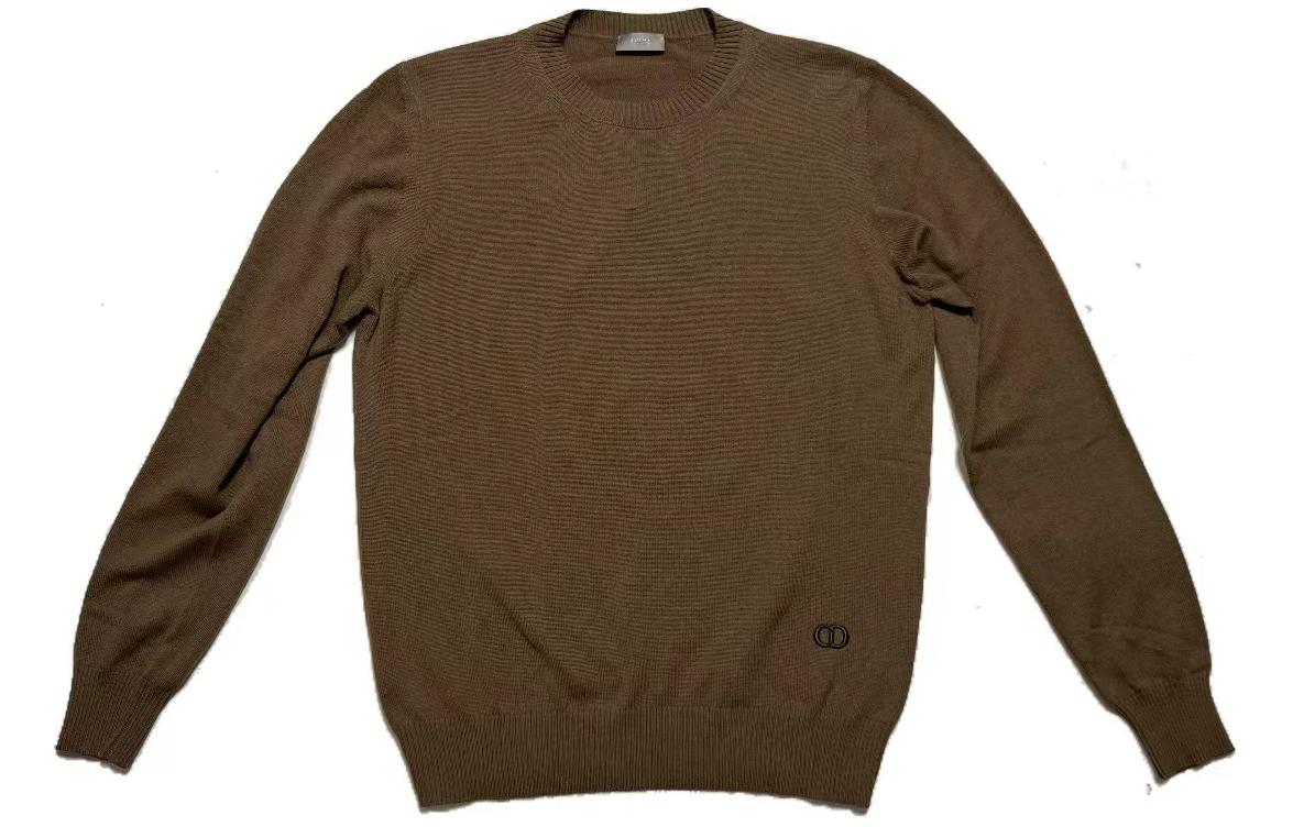 Order ディオール FW23 ブラウン 無地 クルーネック 長袖 プルオーバー セーター 113M602AT222-C731