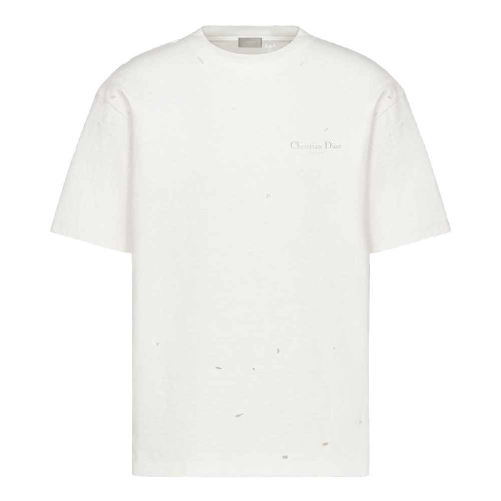 DIOR FW23  Logo Print Distressed Casual T-Shirt. 343J636A0849-C088
