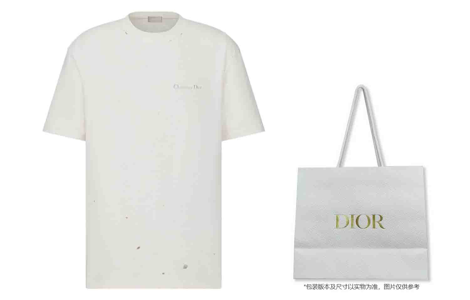 Shop ディオール FW23 ロゴプリント ディストレスト カジュアル Tシャツ. 343J636A0849-C088