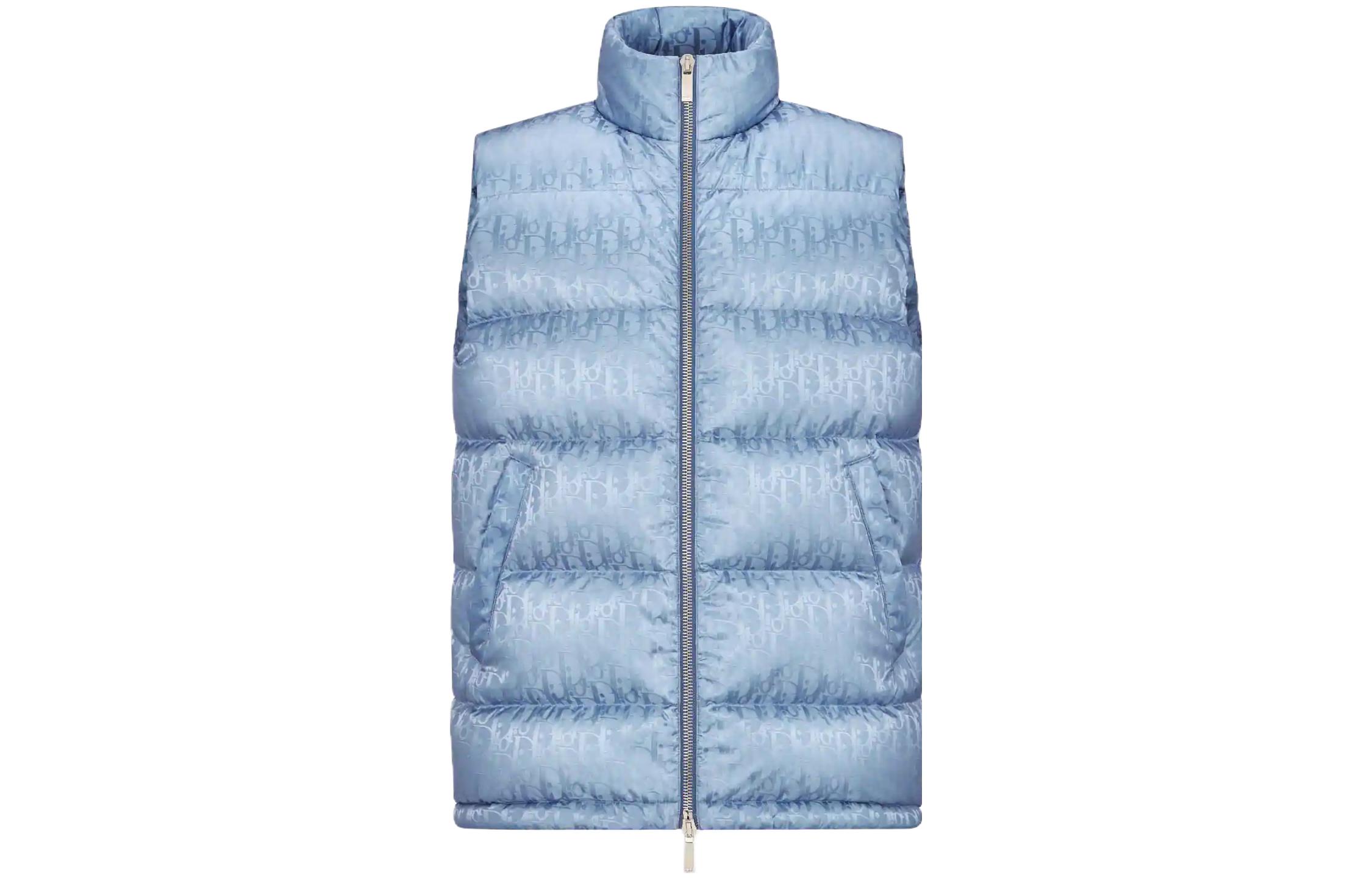 DIOR FW23  Logo Print Zip-Up Sleeveless Puffer Vest. 033C410A4462-C579