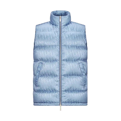 DIOR FW23 Logo Print Zip-Up Sleeveless Puffer Vest. 033C410A4462-C579