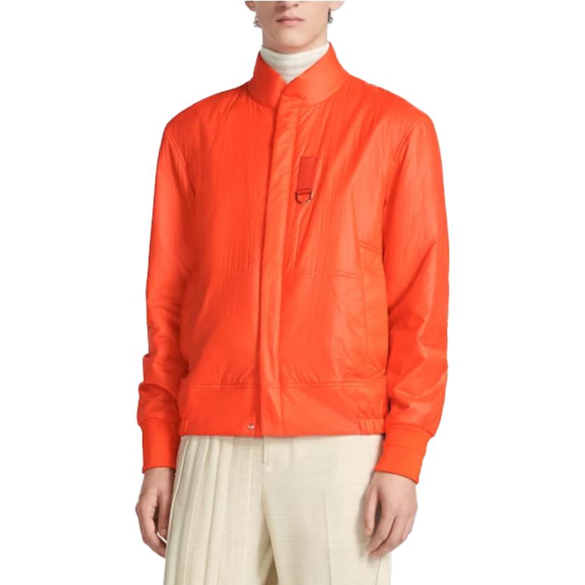 Purchase DIOR FW23 Jaket Oren Zip-Up Berleher Tinggi Lengan Panjang. 393C403A5839-C240