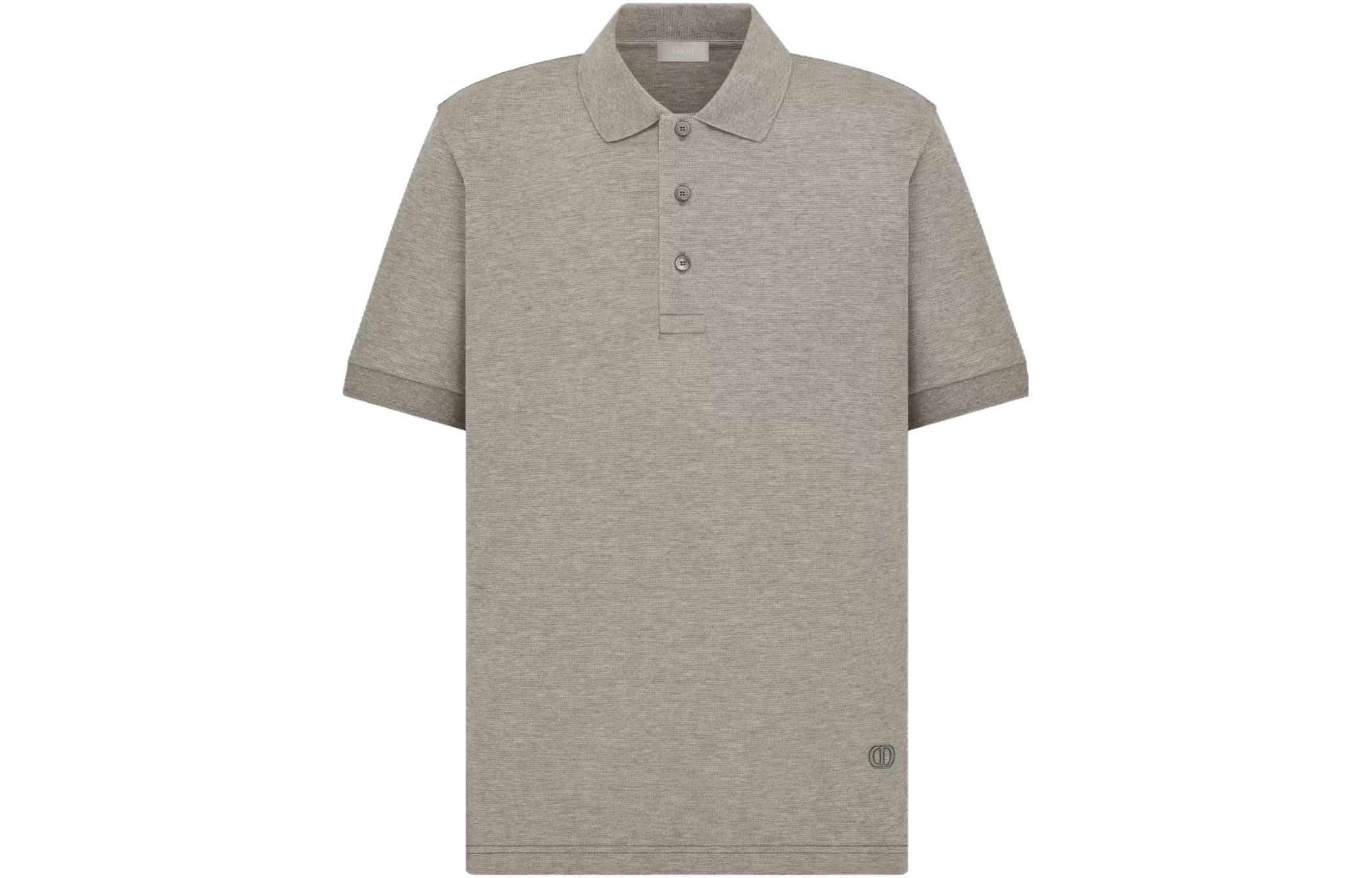 DIOR FW23  Plain Logo Embroidered Short-Sleeve Polo Shirt - Gray 393J811A0869-C888