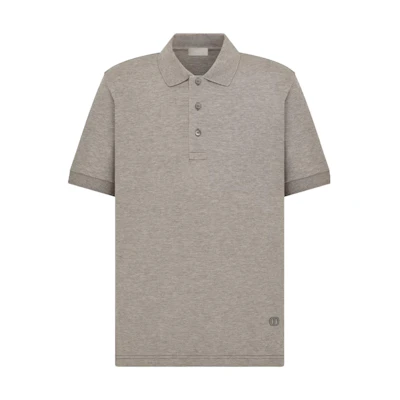 DIOR FW23 Plain Logo Embroidered Short-Sleeve Polo Shirt - Gray 393J811A0869-C888