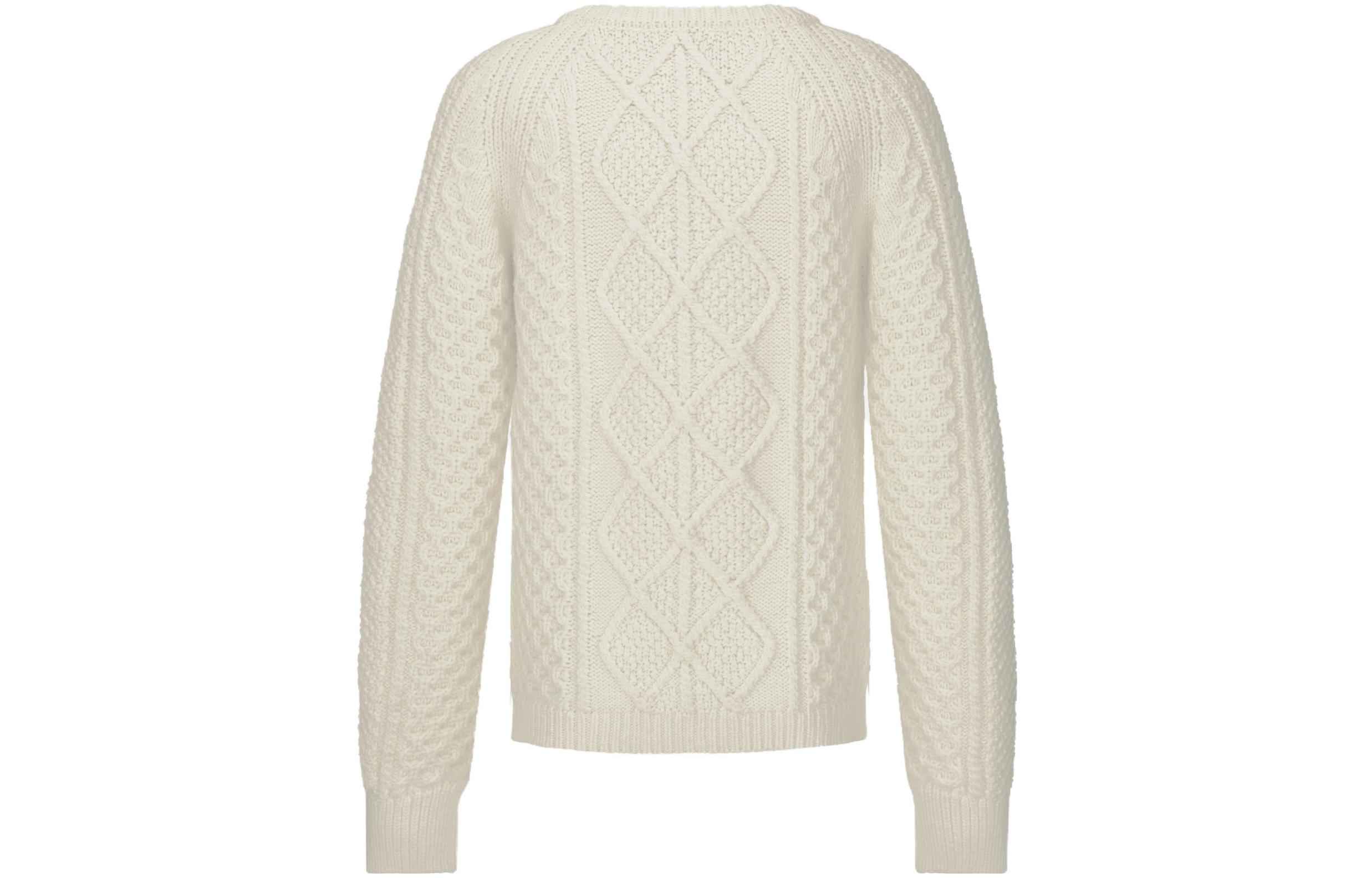 Lookbook DIOR FW23 Sweater Rajut Kasual Warna Solid - Putih 343M636AT719-C030