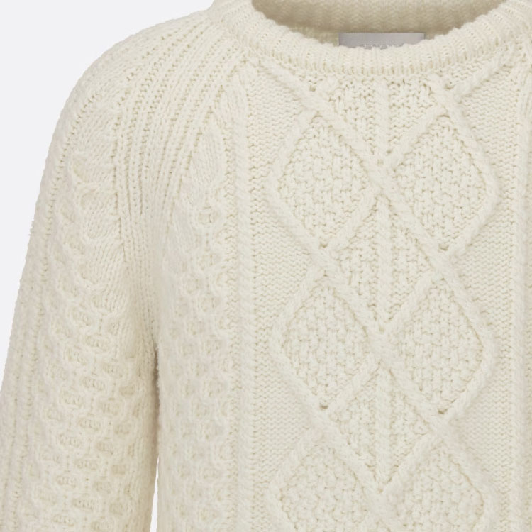 Sizing DIOR FW23 Sweater Rajut Kasual Warna Solid - Putih 343M636AT719-C030
