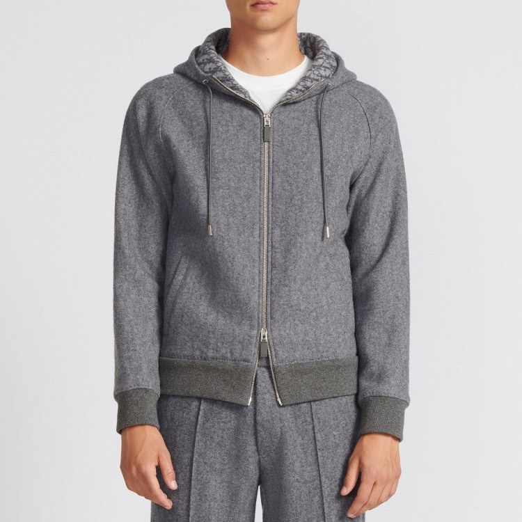 Shop DIOR FW23 Hoodie Lengan Panjang Solid Color Full-Zip. 413J651A0681-C878