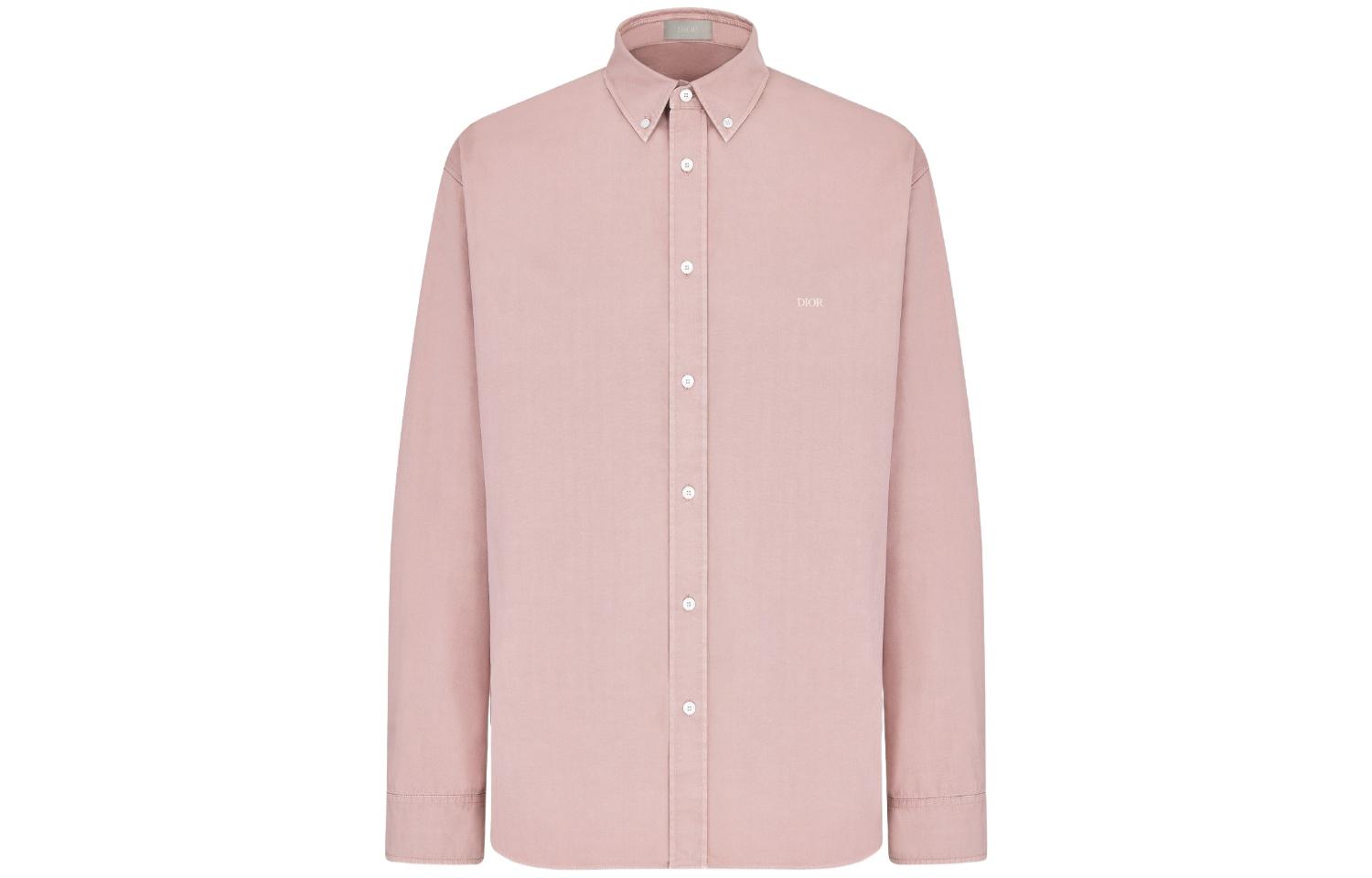 DIOR FW23  Solid Color Logo Embroidered Long Sleeve Shirt. 413C504A6017-C485