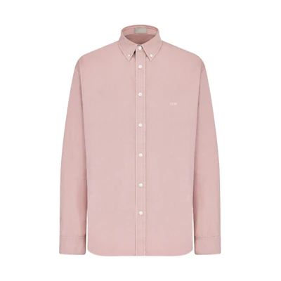 DIOR FW23 Solid Color Logo Embroidered Long Sleeve Shirt. 413C504A6017-C485