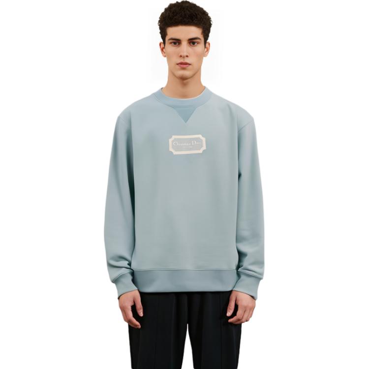 Shop DIOR FW23 ロゴ刺繍入りリブスウェットシャツ 343J694A0531-C581