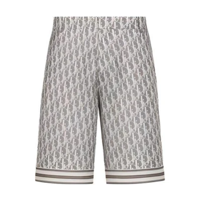 DIOR FW23 Striped Letter Print Slim Fit Casual Shorts Grey 013C121B4751-C881