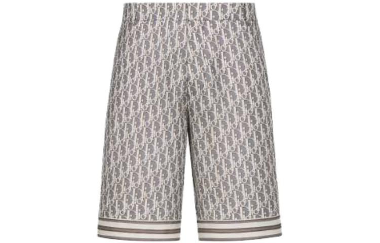 Order DIOR FW23 Pantalones Cortos Ajustados Casual Gris con Rayas y Letras Estampadas 013C121B4751-C881