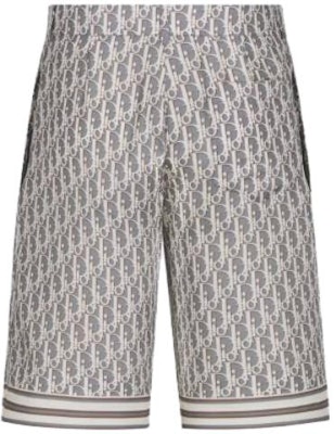 DIOR FW23 Pantalones Cortos Ajustados Casual Gris con Rayas y Letras Estampadas 013C121B4751-C881 Lookbook DIOR FW23 Pantalones Cortos Ajustados Casual Gris con Rayas y Letras Estampadas 013C121B4751-C881