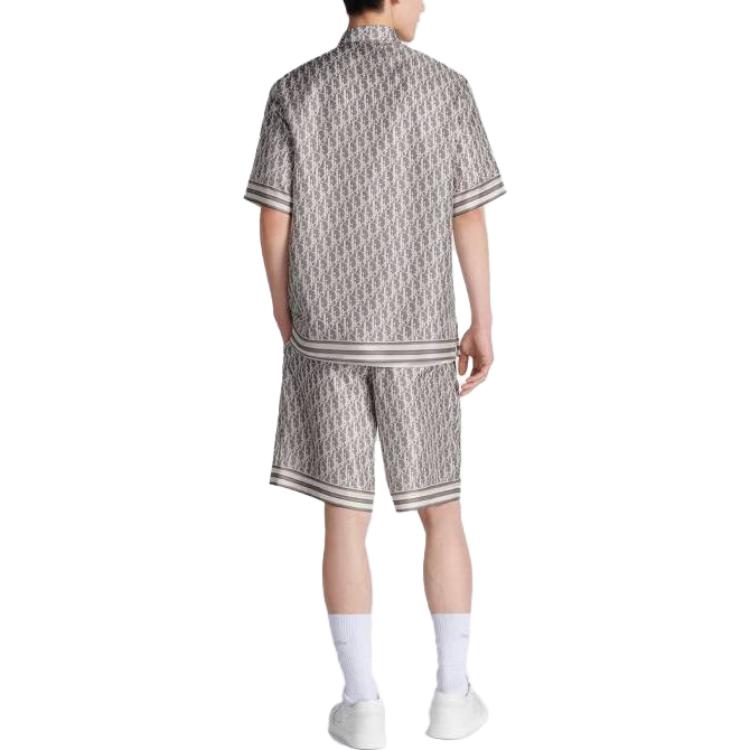 Purchase DIOR FW23 Pantalones Cortos Ajustados Casual Gris con Rayas y Letras Estampadas 013C121B4751-C881