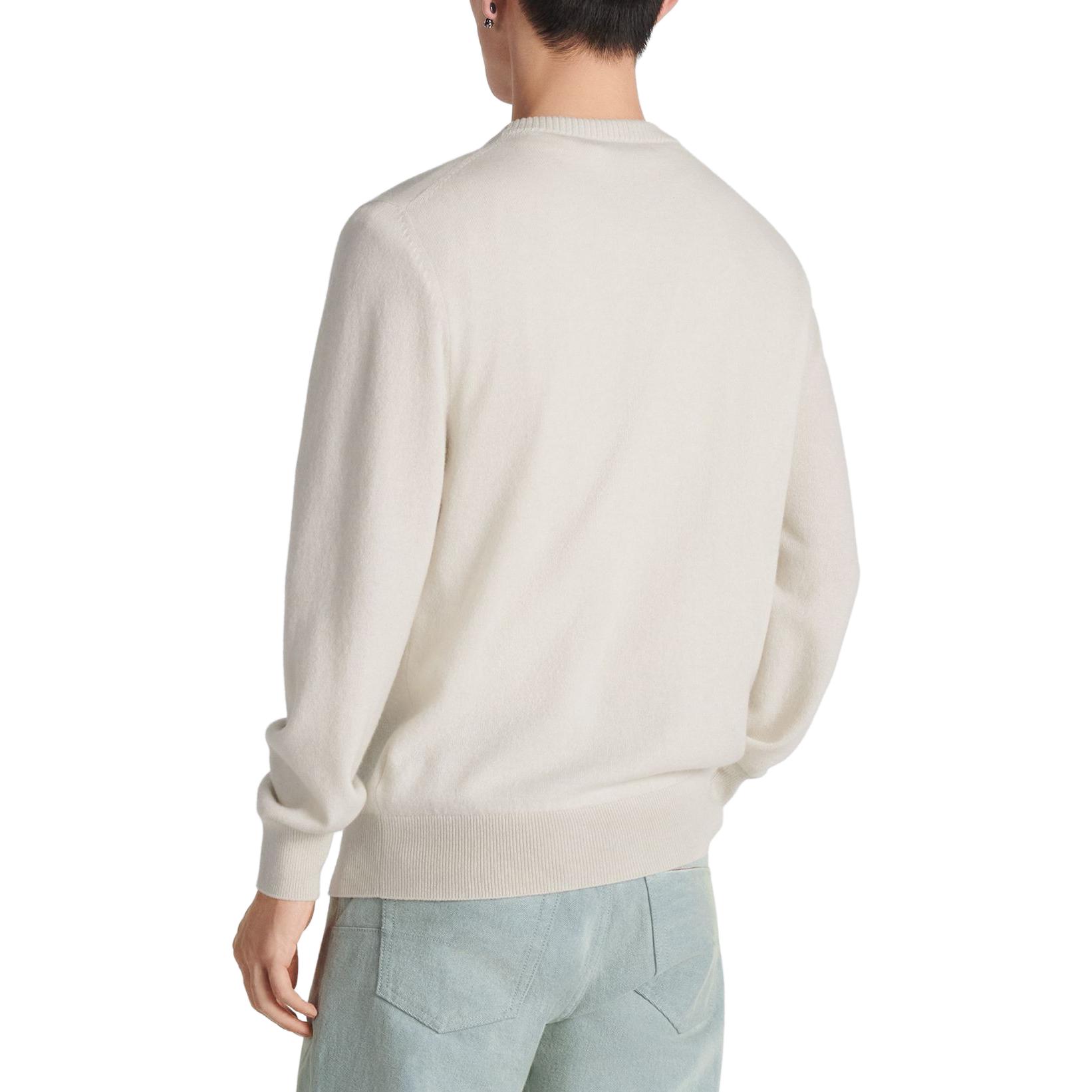 Purchase DIOR FW23  White Crewneck Logo Embroidered Sweater. 343M640AT721-C180