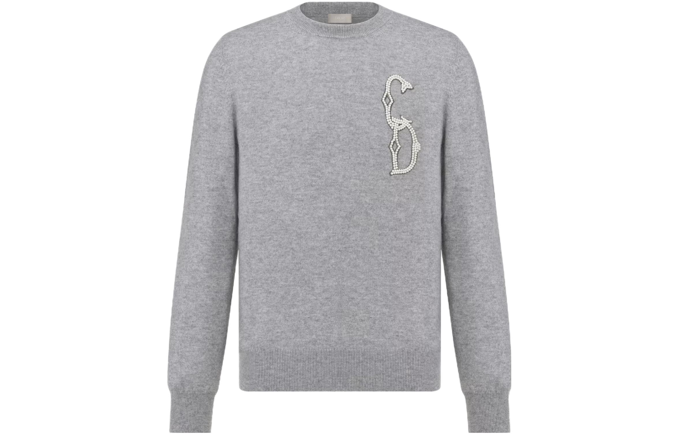Cheap DIOR FW23  White Crewneck Logo Embroidered Sweater. 343M640AT721-C180