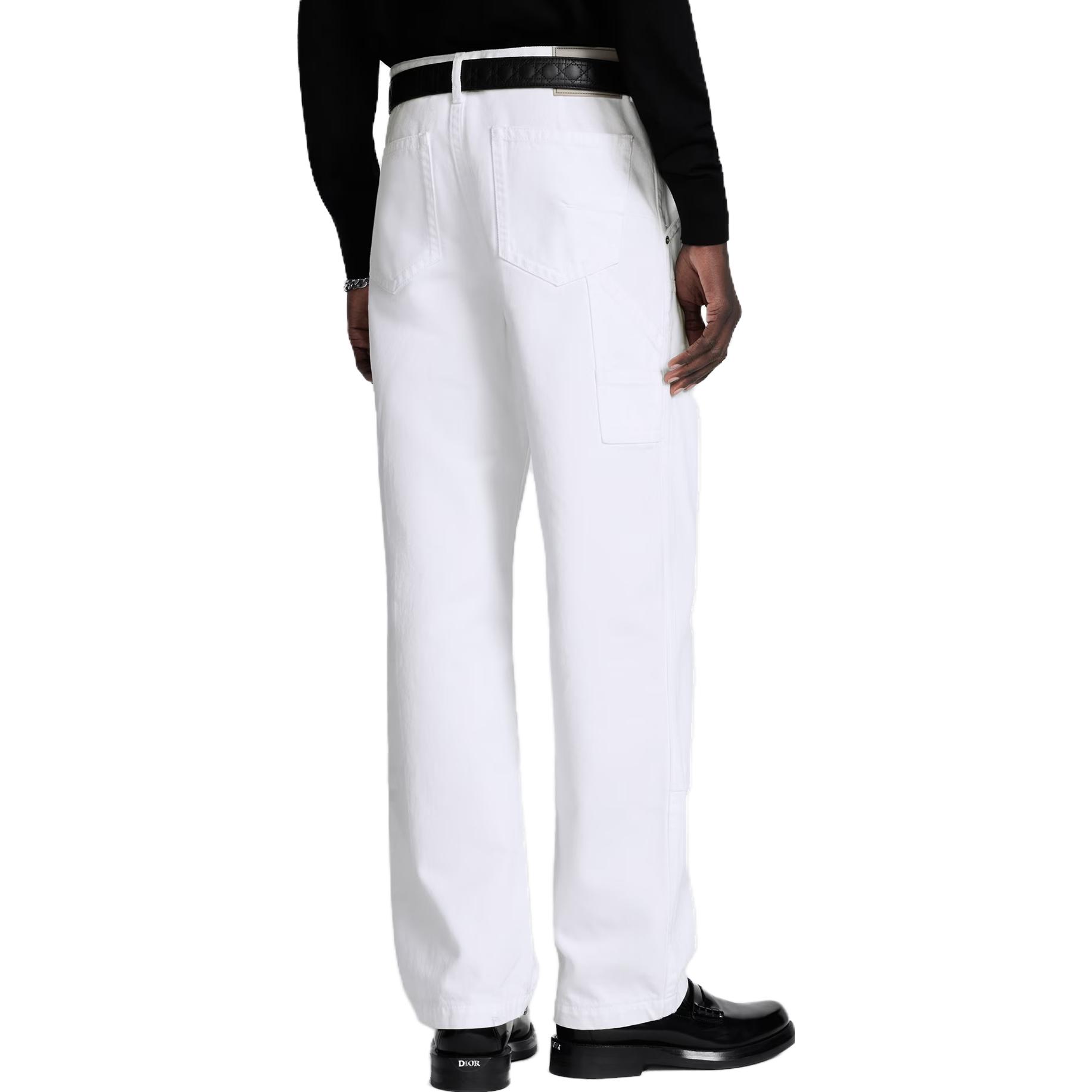Purchase DIOR FW23 Jeans Putih Mid-Rise Straight-Leg dengan Kancing. 413D180A352X-C000