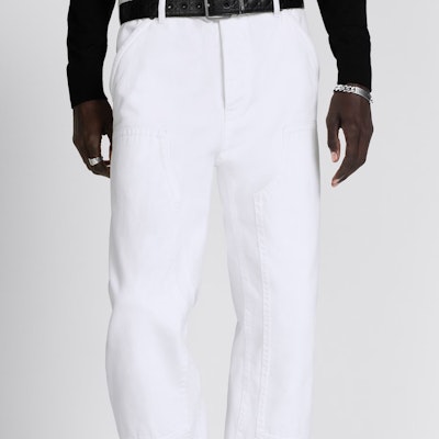DIOR FW23 Jeans Putih Mid-Rise Straight-Leg dengan Kancing. 413D180A352X-C000 Sizing DIOR FW23 Jeans Putih Mid-Rise Straight-Leg dengan Kancing. 413D180A352X-C000