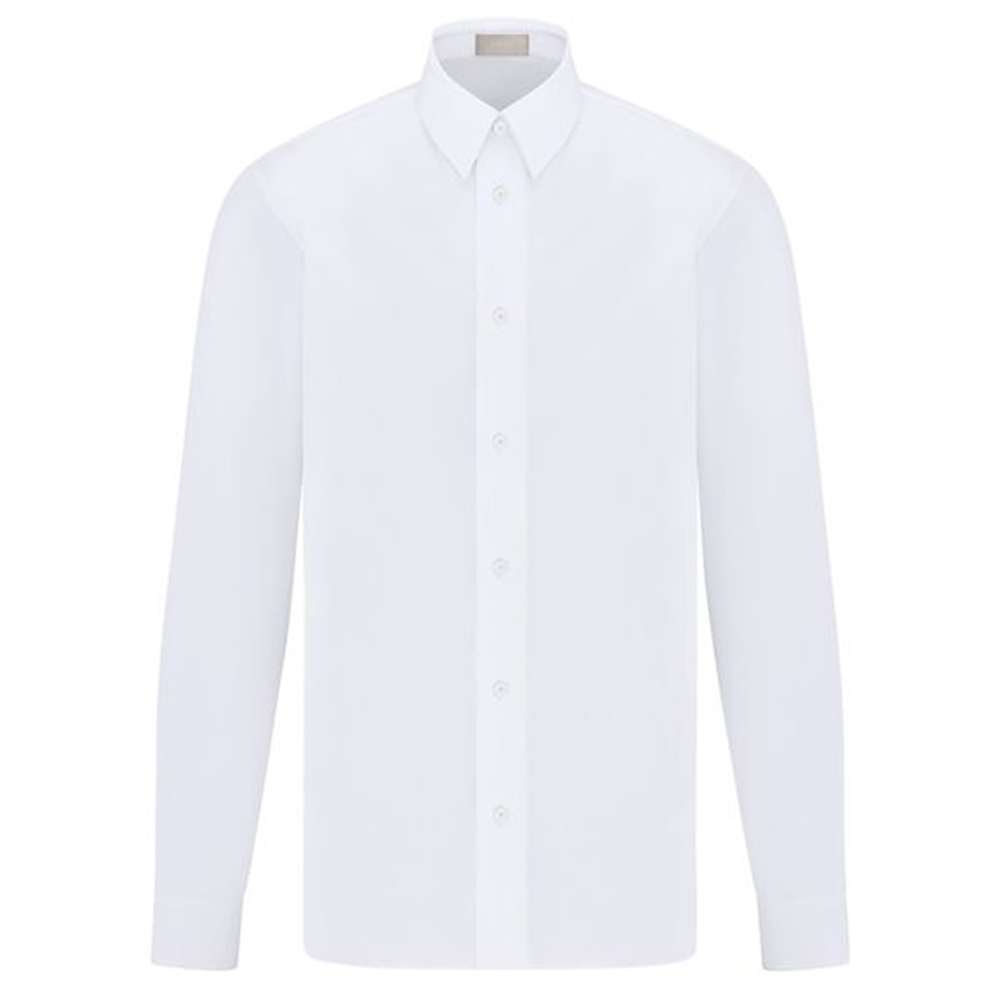 DIOR FW23  White Solid Color Long-Sleeve Casual Shirt. 013C547E1581-C000
