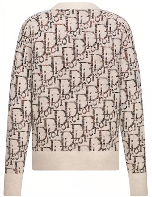 DIOR 2023秋冬羊毛Oblique提花V领针织毛衣卡其色. 213M233AT662-C187 Lookbook DIOR 2023秋冬羊毛Oblique提花V领针织毛衣卡其色. 213M233AT662-C187
