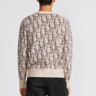 DIOR 2023秋冬羊毛Oblique提花V领针织毛衣卡其色. 213M233AT662-C187 Purchase DIOR 2023秋冬羊毛Oblique提花V领针织毛衣卡其色. 213M233AT662-C187