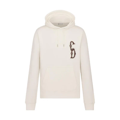 DIOR FW23 Beige Hoodie with Solid Color and Embroidered Lettering. 343J698A0531-C087