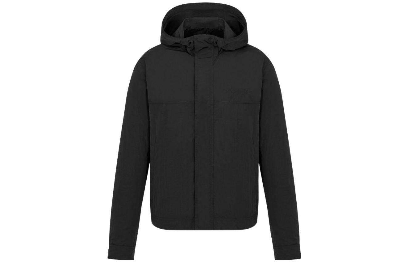 DIOR FW23 Black Solid Logo Embroidered Hooded Jacket for Men 343C433A5525-C898