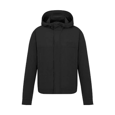 DIOR FW23 Black Solid Logo Embroidered Hooded Jacket for Men 343C433A5525-C898