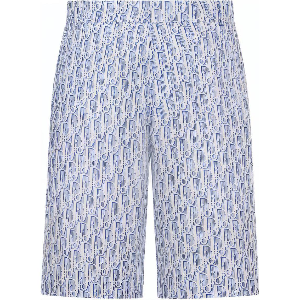 DIOR FW23 Blue Letter Logo Printed Straight Casual Shorts Men. 013C121B5872-C580