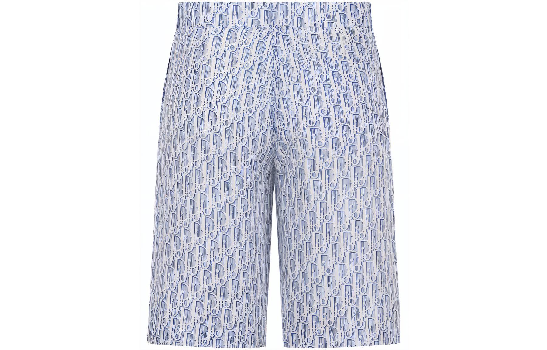 Lookbook 디올 FW23 블루 레터 로고 프린트 스트레이트 캐주얼 반바지 남성. 013C121B5872-C580