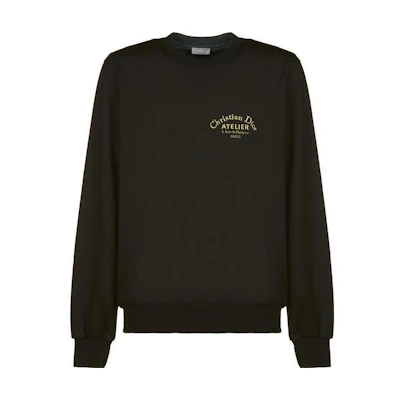 DIOR FW23 Brown Crewneck Logo Embroidered Pullover Sweatshirt for Men 333J666W6720-C972