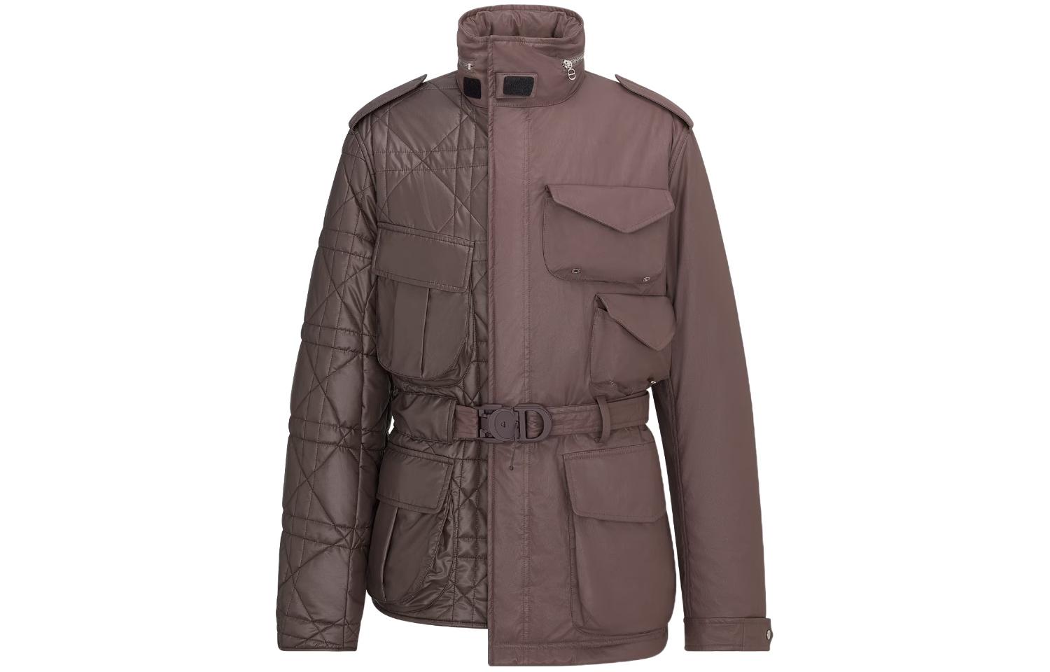 DIOR FW23 Brown Jacket with Detachable Hood and Zipper Closure 343C407A5938-C787