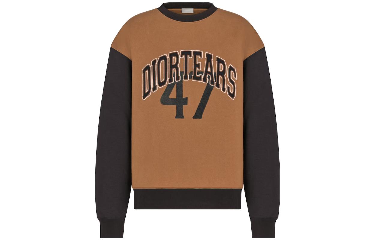 DIOR FW23 Brown Logo Print Crewneck Pullover Sweatshirt 393J679A0807-C789