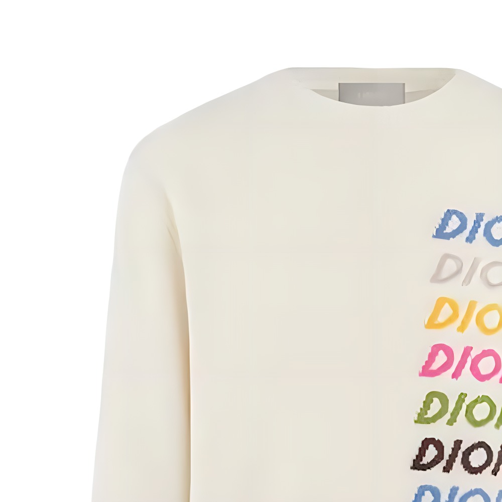 Cheap ディオール FW23 カラフルロゴ刺繍クルーネックスウェット メンズ オフホワイト. 413M649AT77-4C087