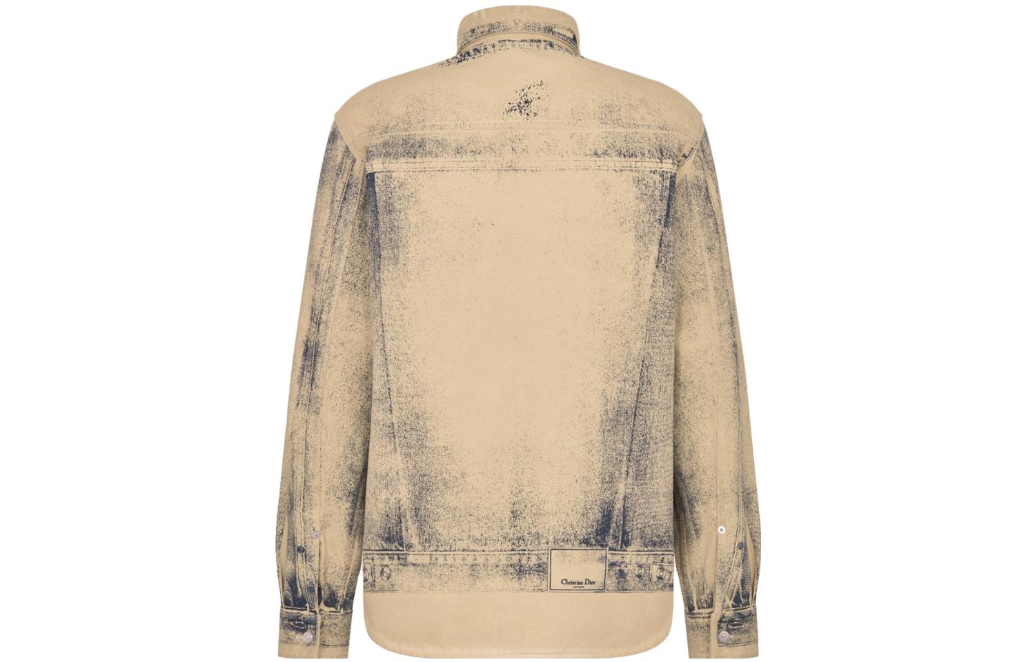 DIOR FW23 Distressed Beige Button-Up Long Sleeve Shirt Men. 413D588A353X-C185 圖 3