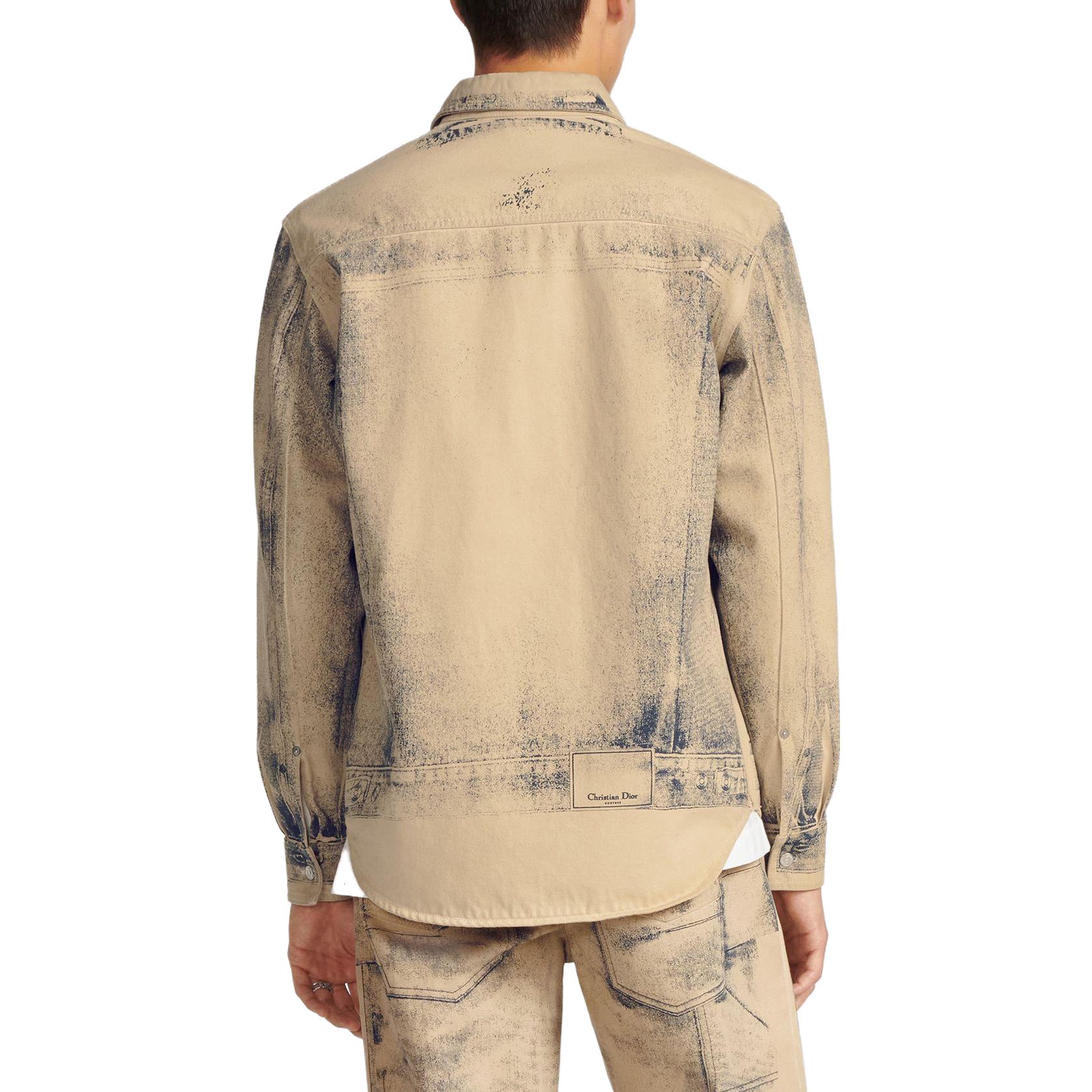 DIOR FW23 Distressed Beige Button-Up Long Sleeve Shirt Men. 413D588A353X-C185 圖 6