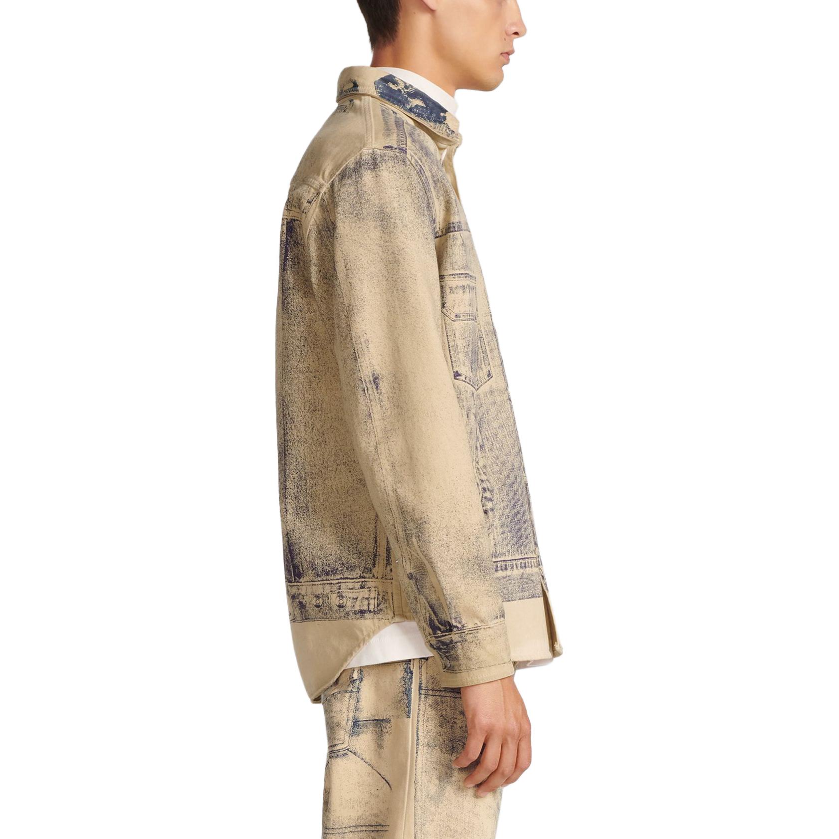 DIOR FW23 Distressed Beige Button-Up Long Sleeve Shirt Men. 413D588A353X-C185 圖 7
