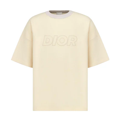 DIOR FW23 Letter Print Crewneck Short Sleeve T-Shirt Beige Mens. 393J677D0845-C080