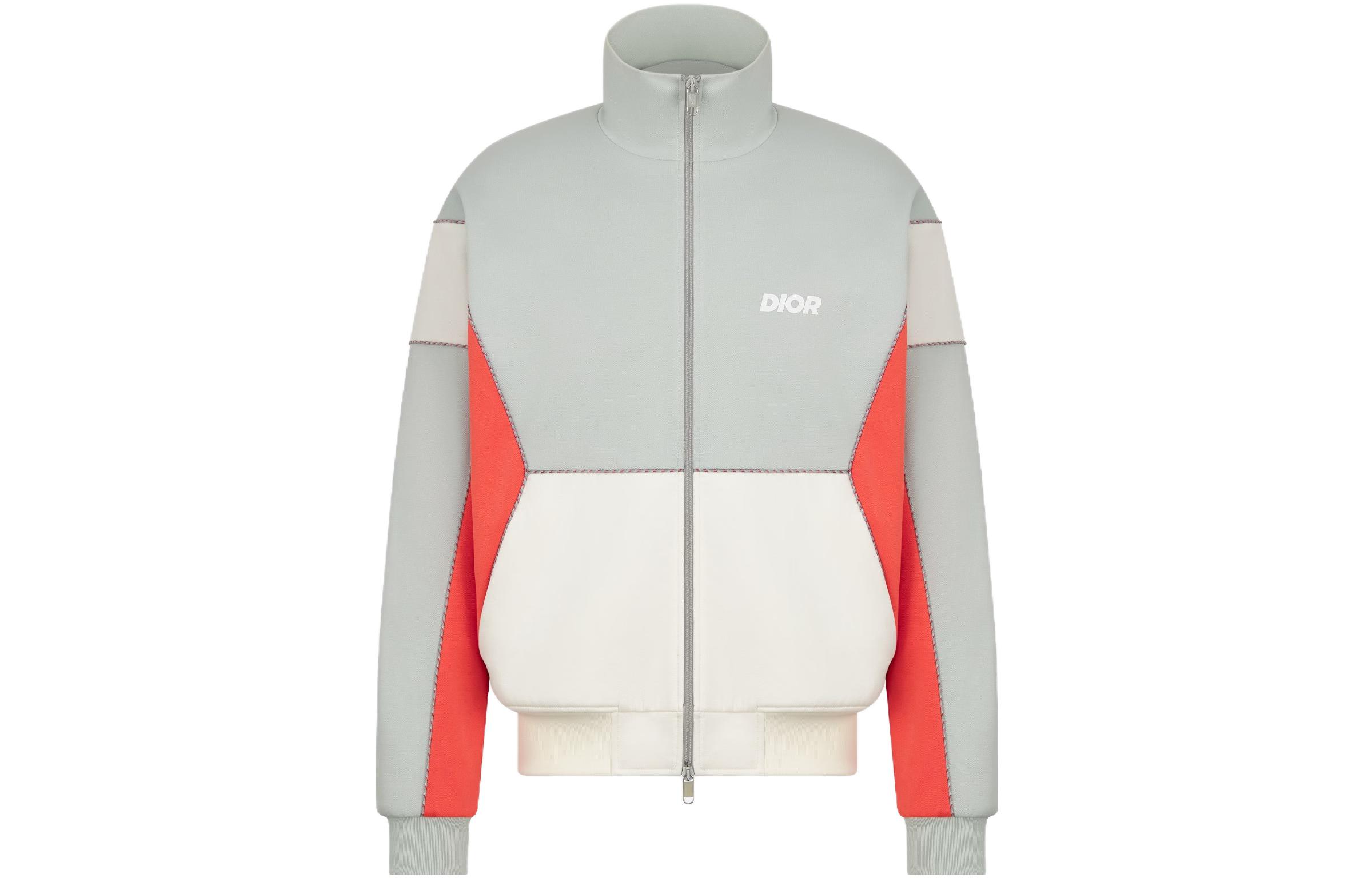 Dior FW23 Logo Color-Block Zip-Up Jacket Gray 393J431A0776-C680