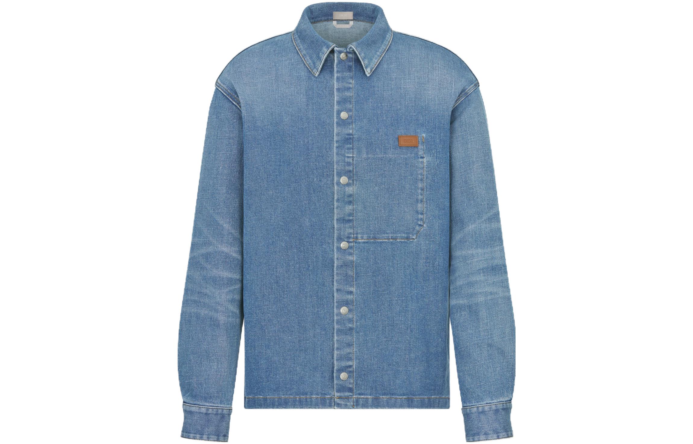 DIOR FW23 Navy Blue Logo Patch Single-Breasted Long-Sleeve Jacket for Men 413D488B349X-C530