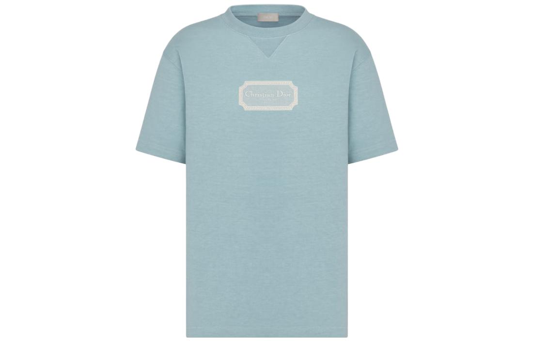 DIOR FW23 Solid Color Logo Embroidered Crewneck  T-Shirt 343J696C0554-C581