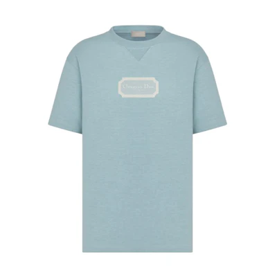 DIOR FW23 Solid Color Logo Embroidered Crewneck T-Shirt 343J696C0554-C581